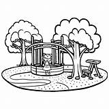 Summer Scene In A Park Coloring Page · Creative Fabrica sketch template