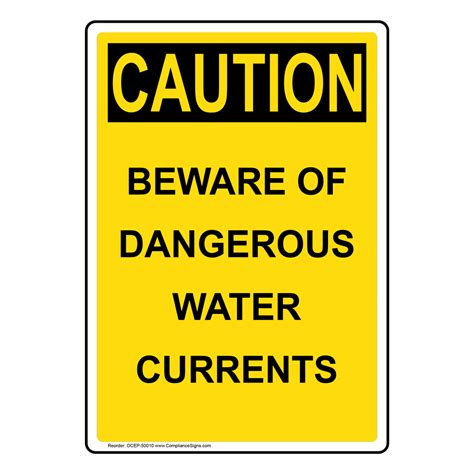 Portrait ANSI Beware Of Dangerous Water Currents Sign ACEP-50010