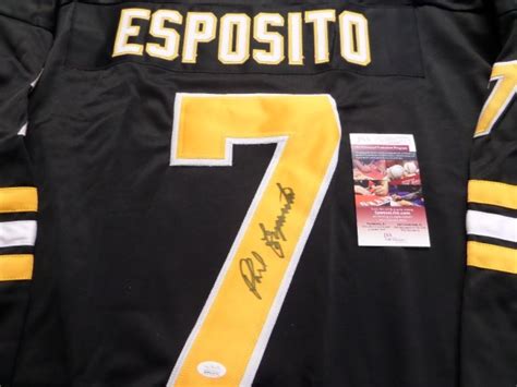 Coach's Corner - Phil Esposito hand signed "JSA-Witness" Bruins jersey.