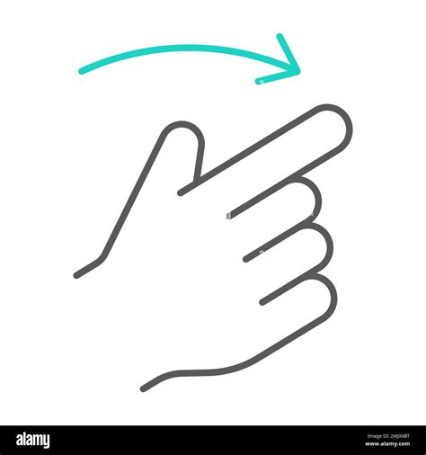 Flick right thin line icon, finger and hand, gesture sign, vector graphics, a linear pattern on ...