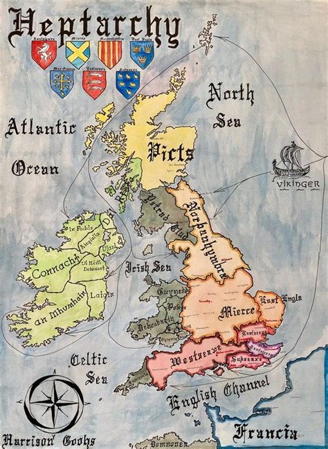 Map of Anglo-saxon Britain the Heptarchy - Etsy UK | Map of britain ...