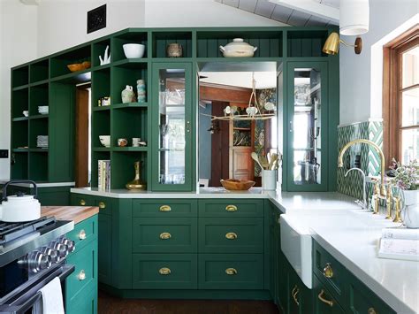 Rustic Style Green Solid Wood French Style Kitchen Cabinets With ...