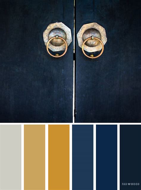 blue and gold color scheme ,color palette inspired by old door