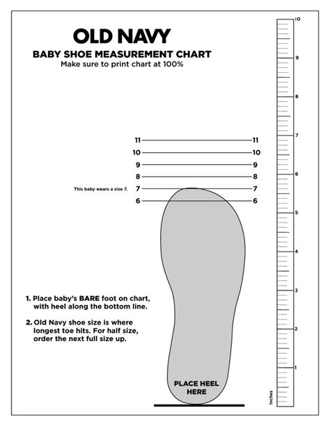 Printable Childrens Shoe Size Chart