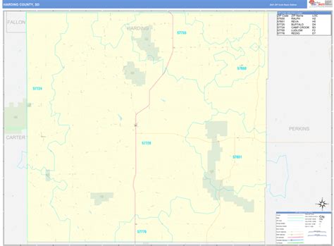 Harding County, SD Wall Map Basic Style by MarketMAPS