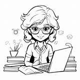 Premium Vector  Black And White Cartoon Illustration Of Girl Student sketch template