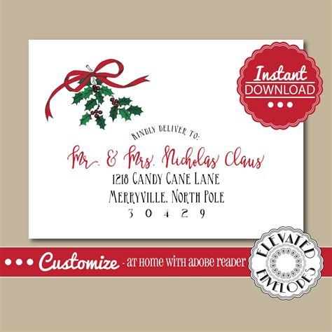 EDITABLE Christmas ENVELOPE Template Templett Christmas - Etsy | Christmas envelope template ...