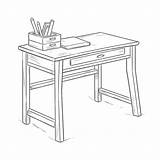School Desk Coloring Page Sketch sketch template
