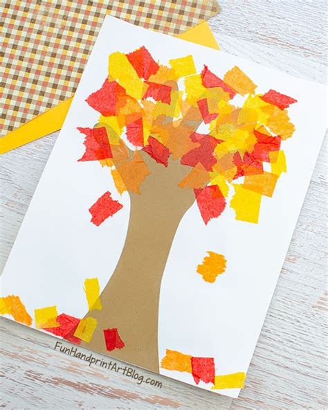 Tissue Paper Fall Tree Handprint Craft - Fun Handprint Art