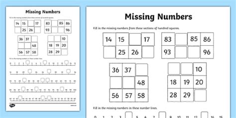 Missing Numbers Worksheet / Activity Sheet, worksheet