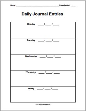 Daily Journal Sheets | Student Handouts