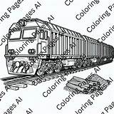 Freight Train Coloring Page  Pages AI sketch template