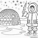 Coloring Page Of An Inuit In Front igloo Download Or Print For Free sketch template