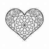 Geometric Heart Coloring Pages sketch template