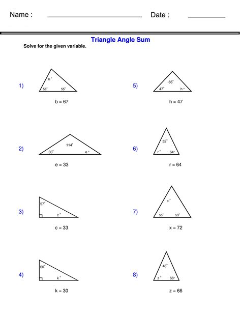 Triangle Angle Sum - Triangle Worksheets | Made By Teachers