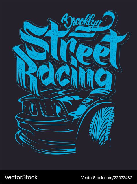 Racing car typography t-shirt graphics lettering Vector Image