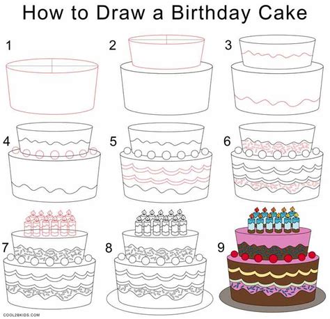 How to Draw a Birthday Cake Step by Step Drawing Tutorials with Pictures. | Cake drawing ...