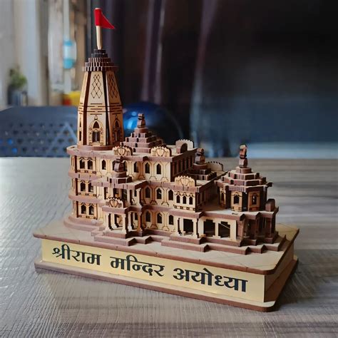 Buy Ram Mandir Model Wooden Showpiece Online | Arcedior