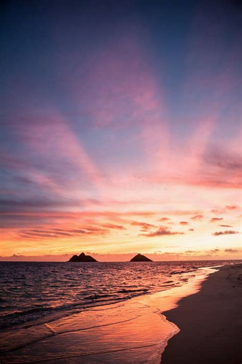 Sunrise at lanikai beach stock photo. Image of tropics - 111810404