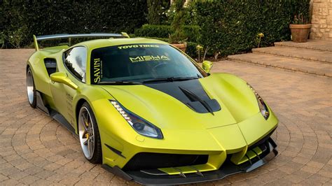 Satin Lime Green Misha Designs Ferrari 488 Is Not Subtle