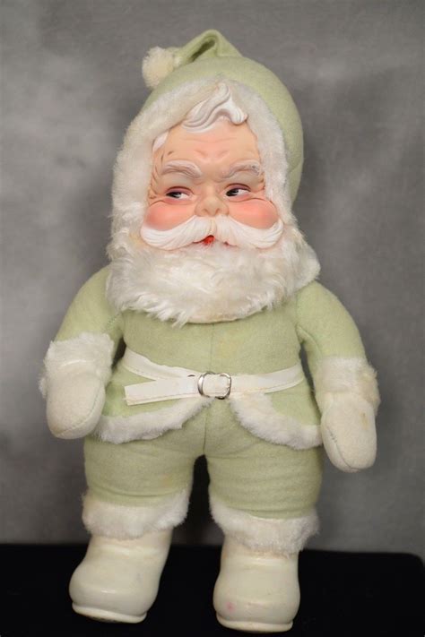 RARE Vintage Rushton Co. Santa Claus Doll w/Rubber Face in Light Mint Green Suit | eBay | Santa ...