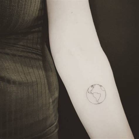 Little Tattoos — Fine line planet earth tattoo on the inner... | Earth tattoo, Globe tattoos ...