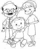 為孩子的色頁 Parents Taking Their Child To School  free coloring Pages sketch template