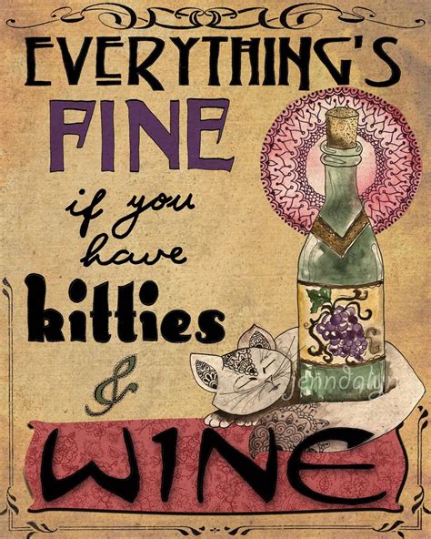 Kitties & Wine cat lover wine lover watercolor painting by jenndalyn #catwebsite | Cat website ...