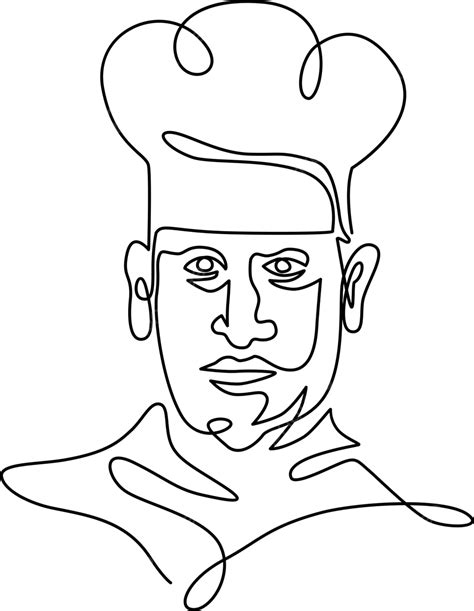 Chef Wearing Toque Hat Continuous Line Design Simple Continuous Line Vector, Design, Simple ...