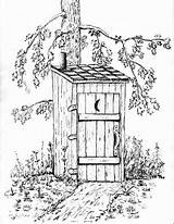 Outhouse Drawings Sketch Coloring Page sketch template