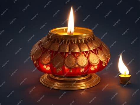 Premium AI Image | Illustration of Diwali festival Diya Lamp with rangoli at the bottom design