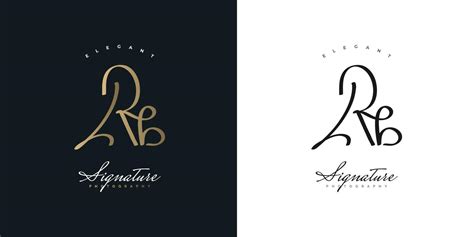 RB Initial Logo Design in Gold Handwriting Style. R and B Signature Logo or Symbol for Wedding ...