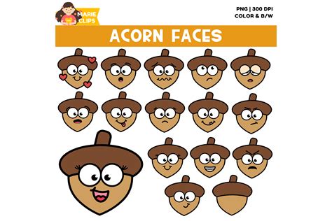 Acorn Faces Emoji Clipart Graphic by Marie Clips · Creative Fabrica