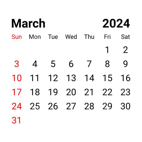 March Calendar 2024 Png - 2024 CALENDAR PRINTABLE