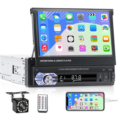 Buy Bluetooth Car Radio GPS Navigation 1 Din 7" MP5 Player Retractable ...