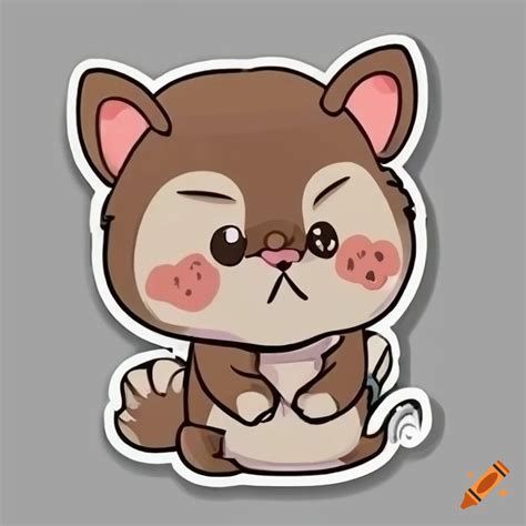 Kawaii grumpy animal sticker in cartoon style on Craiyon