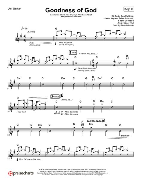 Goodness Of God Acoustic Guitar Sheet Music PDF (Church Of The City ...