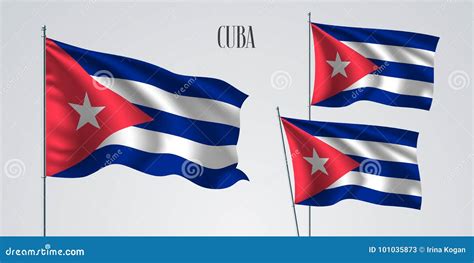 Cuba Waving Flag Set of Vector Illustration Stock Vector - Illustration ...