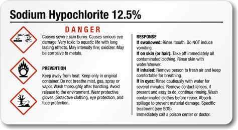 Small GHS Sodium Hypochlorite 12.5% Label, SKU: GHS-036-C