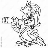 Coloring Page Outline Of Cartoon Jolly Pirate Or Parrot With spyglass  sketch template