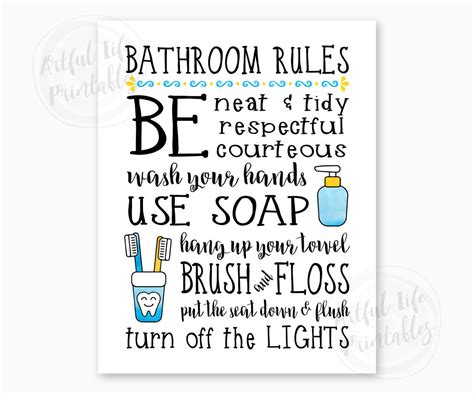 BATHROOM RULES Kids Bathroom Sign Family Bathroom Rules - Etsy Australia