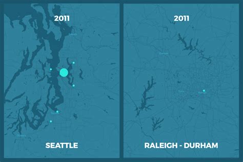 a gif comparing seattle washington and raleigh startup scenes as they grew from 2011-2014 - RPS ...