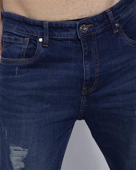 Buy Men's Blue Washed Ripped Bootcut Jeans for Men Blue Online at Bewakoof