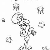 Squidward Playing Clarinet Coloring Page Sketch sketch template