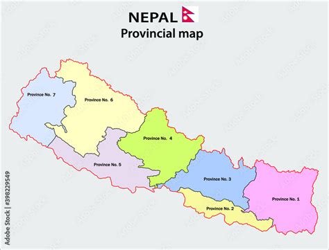 Nepal map. Political and administrative map of Nepal with districts name. Showing International ...