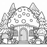 Premium Vector  Mushroom house coloring Page Illustration For Kids sketch template