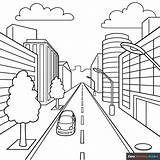 Easy Street In One Point Perspective Coloring Page  Drawing Guides sketch template
