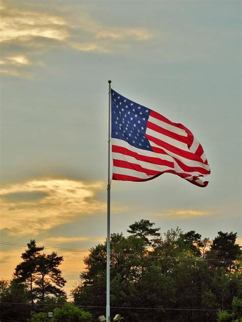 American Flag Sunset Photograph by Anthony Thomas