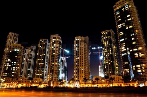 Colorful night view of city of Dubai ... | Stock image | Colourbox
