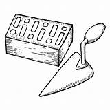 Coloring Book Repair Brick And Trowel Vector Stock  sketch template